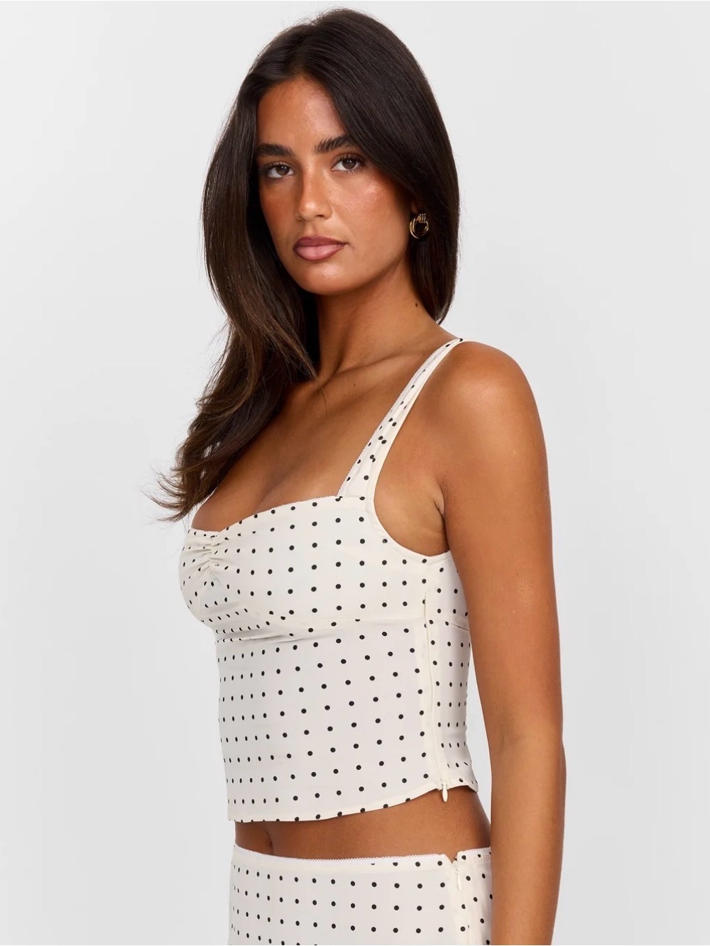 NWT Sasha Therese LOTTIE TOP WHITE POLKADOT Size Medium